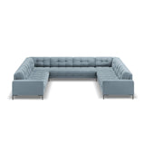Mamaia 9-Sitzer Panorama-Sofa symmetrisch, Metallbeine Schwarz, mit Bezug aus Samt (Blu06) in Hellblau, 337x256 cm – Bild 3