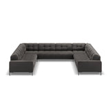 Mamaia 9-Sitzer Panorama-Sofa symmetrisch, Metallbeine Schwarz, mit Bezug aus Samt (Blu18) in Dunkelgrau, 337x256 cm – Bild 3