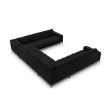 Mamaia 9-Sitzer Panorama-Sofa symmetrisch, Metallbeine Schwarz, mit Bezug aus Samt (Blu19) in Schwarz, 337x256 cm – Bild 4
