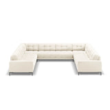 Mamaia 9-Sitzer Panorama-Sofa symmetrisch, Metallbeine Schwarz, mit Bezug aus Samt (Blu22) in Leichtes Beige, 337x256 cm – Bild 3