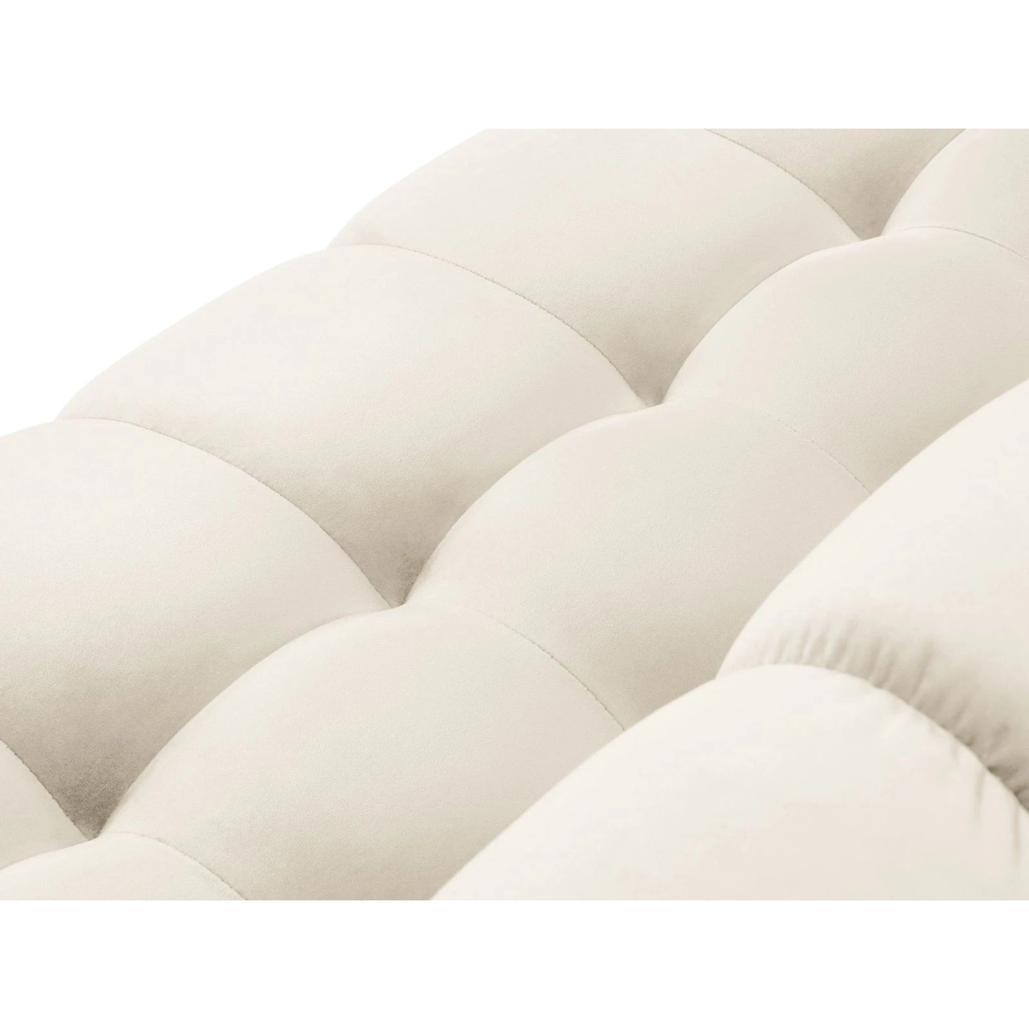 Mamaia 9-Sitzer Panorama-Sofa symmetrisch, Metallbeine Schwarz, mit Bezug aus Samt (Blu22) in Leichtes Beige, 337x256 cm – Bild 5