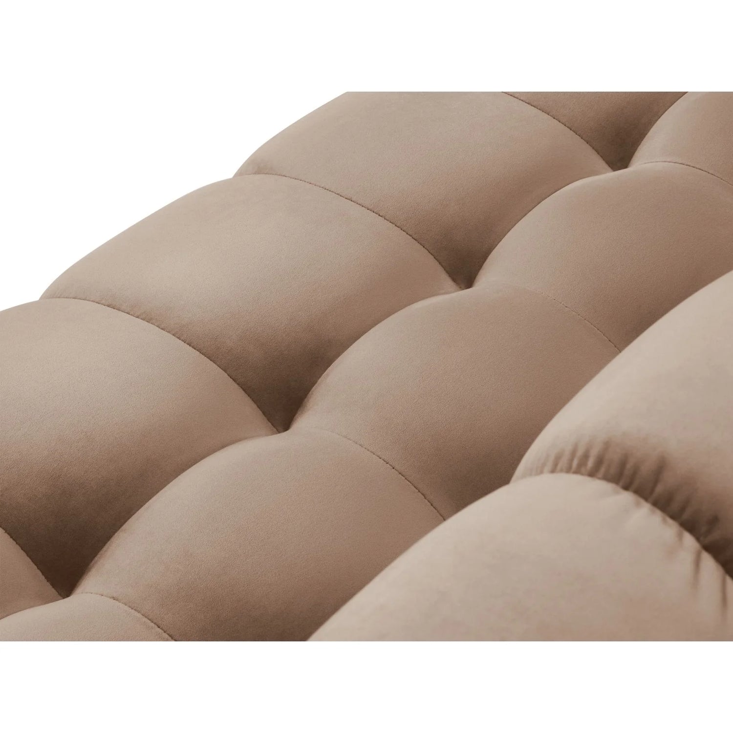 Mamaia 9-Sitzer Panorama-Sofa symmetrisch, Metallbeine Schwarz, mit Bezug aus Samt (Blu28) in Beige, 337x256 cm – Bild 5