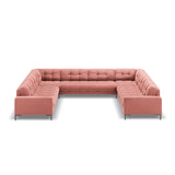 Mamaia 9-Sitzer Panorama-Sofa symmetrisch, Metallbeine Schwarz, mit Bezug aus Samt (Blu52) in Rosa, 337x256 cm – Bild 3