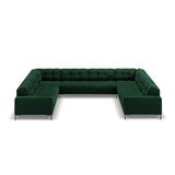 Mamaia 9-Sitzer Panorama-Sofa symmetrisch, Metallbeine Schwarz, mit Bezug aus Samt (Blu78) in Flaschengrün, 337x256 cm – Bild 3