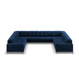 Mamaia 9-Sitzer Panorama-Sofa symmetrisch, Metallbeine Schwarz, mit Bezug aus Samt (Blu86) in Königsblau, 337x256 cm – Bild 3