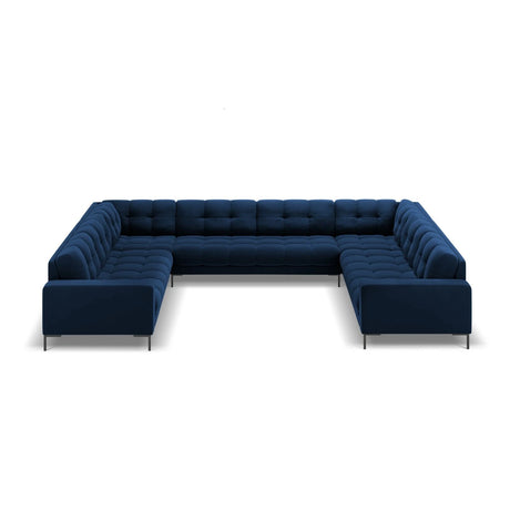 Mamaia 9-Sitzer Panorama-Sofa symmetrisch, Metallbeine Schwarz, mit Bezug aus Samt (Blu86) in Königsblau, 337x256 cm – Bild 3