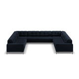 Mamaia 9-Sitzer Panorama-Sofa symmetrisch, Metallbeine Schwarz, mit Bezug aus Samt (Blu89) in Dunkelblau, 337x256 cm – Bild 3