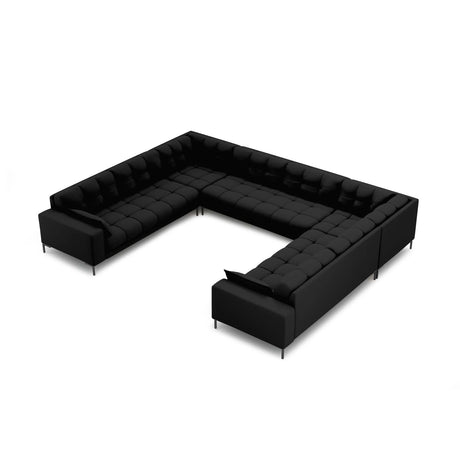 Mamaia 9-Sitzer Panorama-Sofa symmetrisch, Metallbeine Schwarz, mit Bezug aus Strukturierter Stoff (Nev100) in Schwarz, 337x256 cm – Bild 1