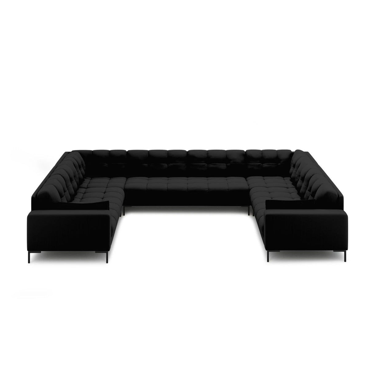 Mamaia 9-Sitzer Panorama-Sofa symmetrisch, Metallbeine Schwarz, mit Bezug aus Strukturierter Stoff (Nev100) in Schwarz, 337x256 cm – Bild 3