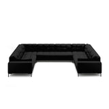 Mamaia 9-Sitzer Panorama-Sofa symmetrisch, Metallbeine Schwarz, mit Bezug aus Strukturierter Stoff (Nev100) in Schwarz, 337x256 cm – Bild 3