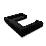 Mamaia 9-Sitzer Panorama-Sofa symmetrisch, Metallbeine Schwarz, mit Bezug aus Strukturierter Stoff (Nev100) in Schwarz, 337x256 cm – Bild 4
