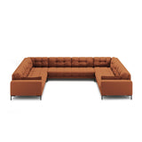 Mamaia 9-Sitzer Panorama-Sofa symmetrisch, Metallbeine Schwarz, mit Bezug aus Strukturierter Stoff (Nev52) in Ziegel, 337x256 cm – Bild 3