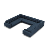 Mamaia 9-Sitzer Panorama-Sofa symmetrisch, Metallbeine Schwarz, mit Bezug aus Strukturierter Stoff (Nev77) in Blau, 337x256 cm – Bild 1