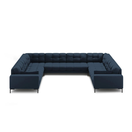 Mamaia 9-Sitzer Panorama-Sofa symmetrisch, Metallbeine Schwarz, mit Bezug aus Strukturierter Stoff (Nev77) in Blau, 337x256 cm – Bild 3