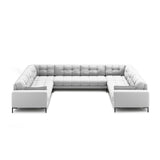 Mamaia 9-Sitzer Panorama-Sofa symmetrisch, Metallbeine Schwarz, mit Bezug aus Strukturierter Stoff (Nev80) in Hellgrau, 337x256 cm – Bild 3