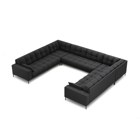 Mamaia 9-Sitzer Panorama-Sofa symmetrisch, Metallbeine Schwarz, mit Bezug aus Strukturierter Stoff (Nev97) in Dunkelgrau, 337x256 cm – Bild 1