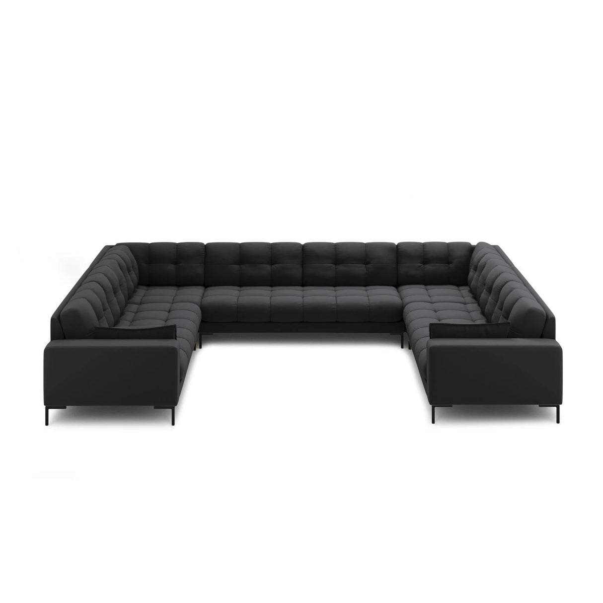 Mamaia 9-Sitzer Panorama-Sofa symmetrisch, Metallbeine Schwarz, mit Bezug aus Strukturierter Stoff (Nev97) in Dunkelgrau, 337x256 cm – Bild 3