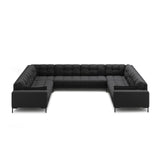 Mamaia 9-Sitzer Panorama-Sofa symmetrisch, Metallbeine Schwarz, mit Bezug aus Strukturierter Stoff (Nev97) in Dunkelgrau, 337x256 cm – Bild 3