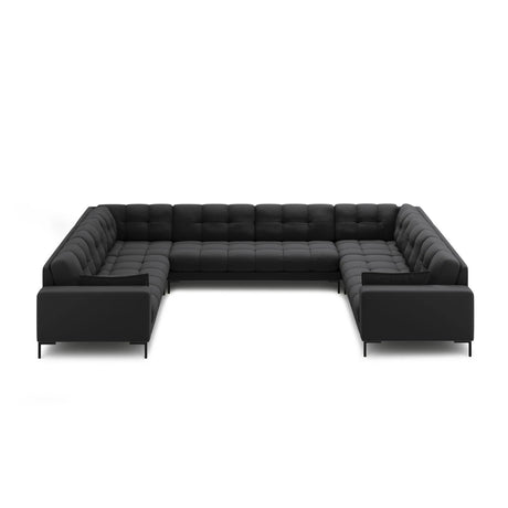 Mamaia 9-Sitzer Panorama-Sofa symmetrisch, Metallbeine Schwarz, mit Bezug aus Strukturierter Stoff (Nev97) in Dunkelgrau, 337x256 cm – Bild 3