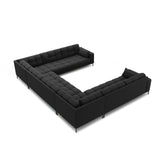 Mamaia 9-Sitzer Panorama-Sofa symmetrisch, Metallbeine Schwarz, mit Bezug aus Strukturierter Stoff (Nev97) in Dunkelgrau, 337x256 cm – Bild 4