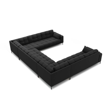 Mamaia 9-Sitzer Panorama-Sofa symmetrisch, Metallbeine Schwarz, mit Bezug aus Strukturierter Stoff (Nev97) in Dunkelgrau, 337x256 cm – Bild 4