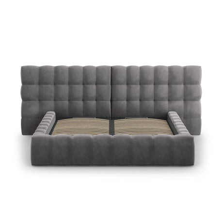 Mamaia Bett mit Stauraum und Doppelkopfteil in Samt (Blu14) in Grau, 160x200 cm – Bild 5