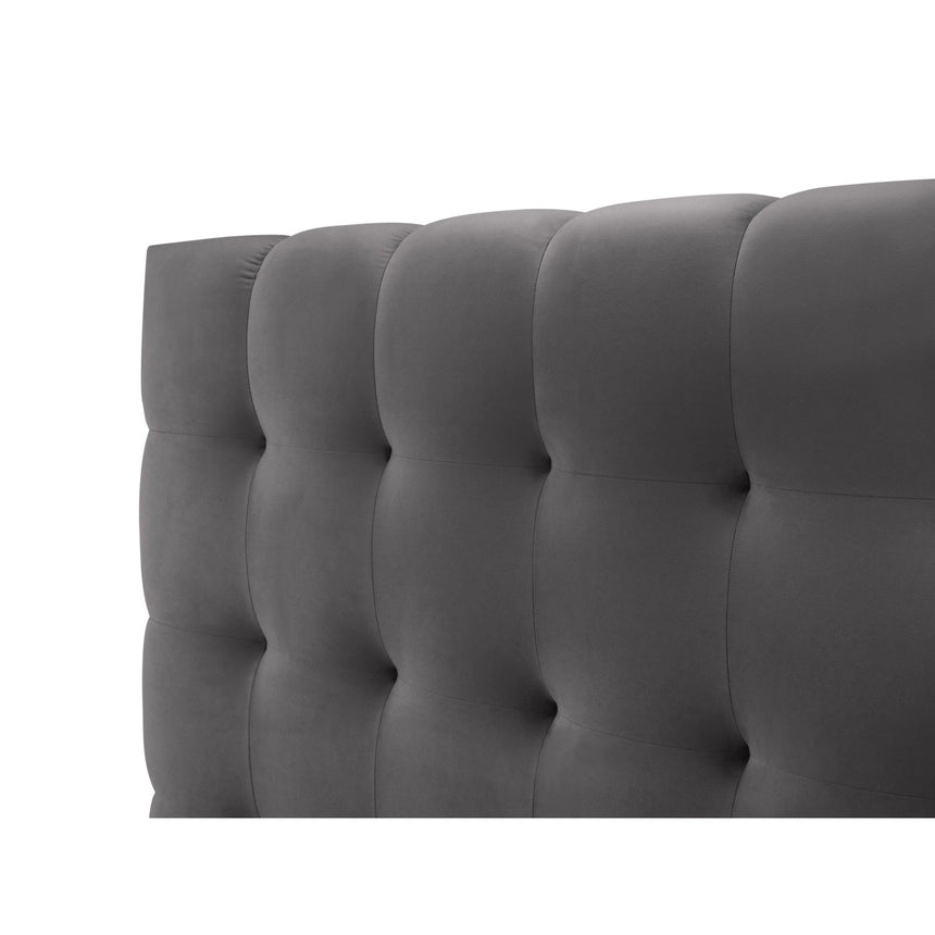 Mamaia Bett mit Stauraum und Doppelkopfteil in Samt (Blu14) in Grau, 200x200 cm – Bild 7