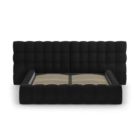 Mamaia Bett mit Stauraum und Doppelkopfteil in Samt (Blu19) in Schwarz, 160x200 cm – Bild 5