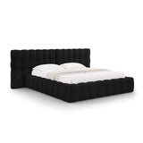 Mamaia Bett mit Stauraum und Doppelkopfteil in Samt (Blu19) in Schwarz, 180x200 cm – Bild 1