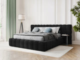 Mamaia Bett mit Stauraum und Doppelkopfteil in Samt (Blu19) in Schwarz, 180x200 cm – Bild 2