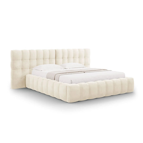 Mamaia Bett mit Stauraum und Doppelkopfteil in Samt (Blu22) in Leichtes Beige, 140x200 cm – Bild 1