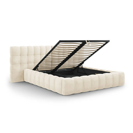 Mamaia Bett mit Stauraum und Doppelkopfteil in Samt (Blu22) in Leichtes Beige, 200x200 cm – Bild 6