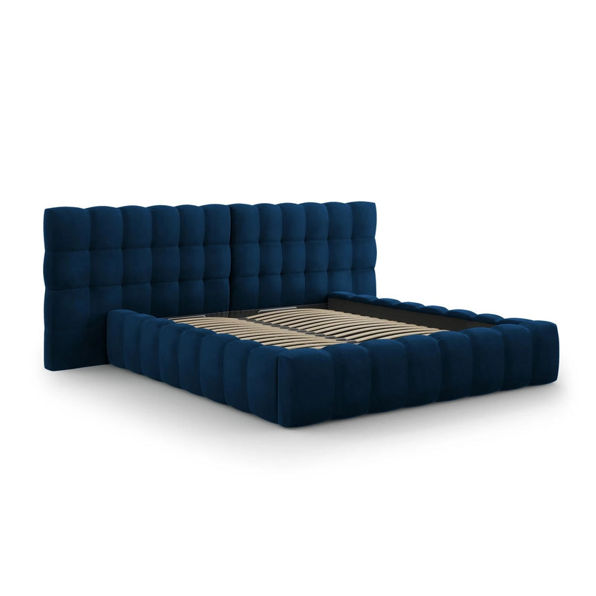 Mamaia Bett mit Stauraum und Doppelkopfteil in Samt (Blu86) in Königsblau, 200x200 cm – Bild 4