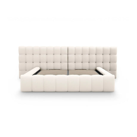 Mamaia Bett mit Stauraum und Doppelkopfteil in Samt oder Strukturstoff, 180x200 cm – Bild 5