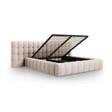 Mamaia Bett mit Stauraum und Doppelkopfteil in Strukturierter Stoff (Nev04) in Beige, 140x200 cm – Bild 6