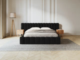 Mamaia Bett mit Stauraum und Doppelkopfteil in Strukturierter Stoff (Nev100) in Schwarz, 160x200 cm – Bild 2