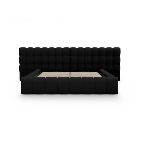 Mamaia Bett mit Stauraum und Doppelkopfteil in Strukturierter Stoff (Nev100) in Schwarz, 180x200 cm – Bild 5