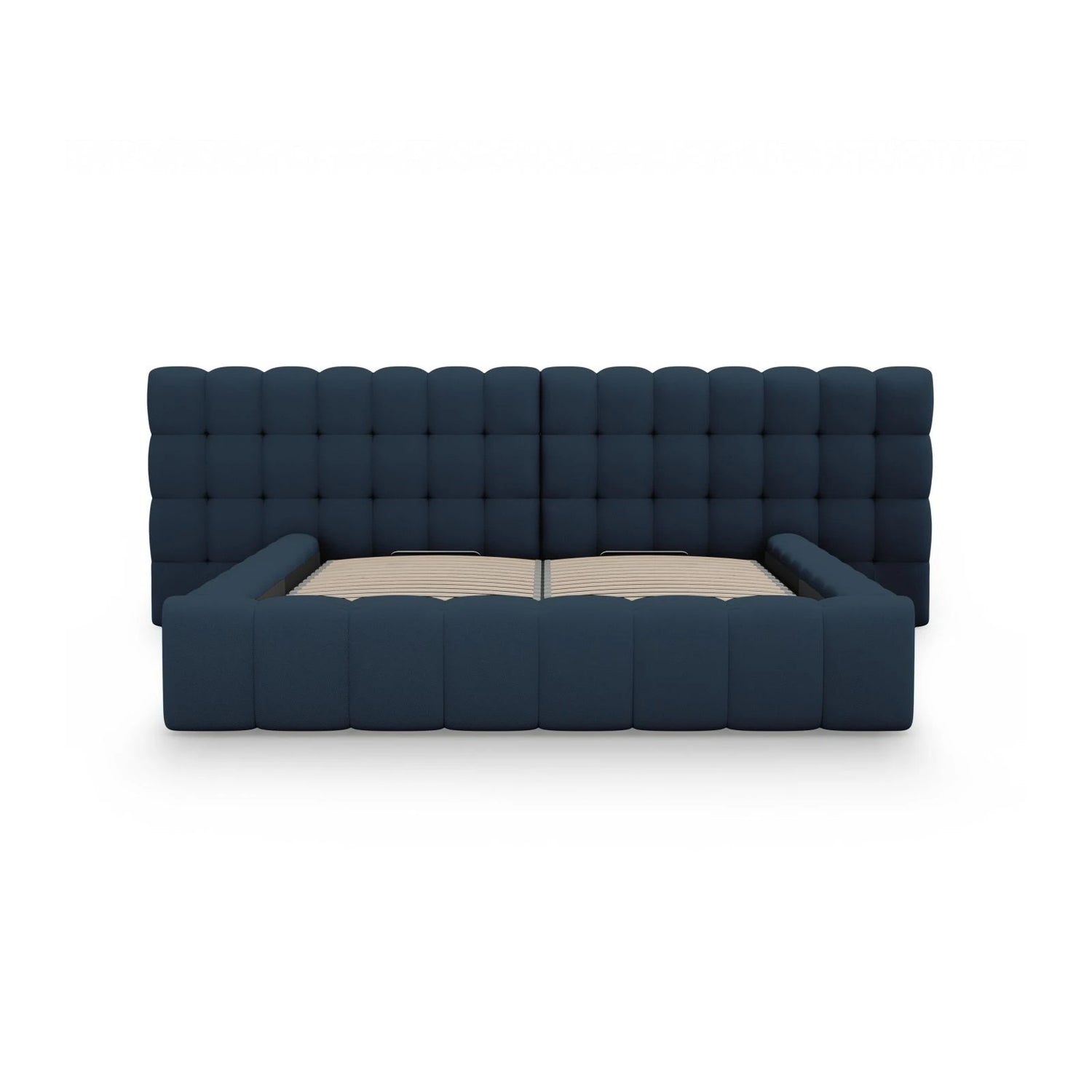 Mamaia Bett mit Stauraum und Doppelkopfteil in Strukturierter Stoff (Nev77) in Blau, 140x200 cm – Bild 5