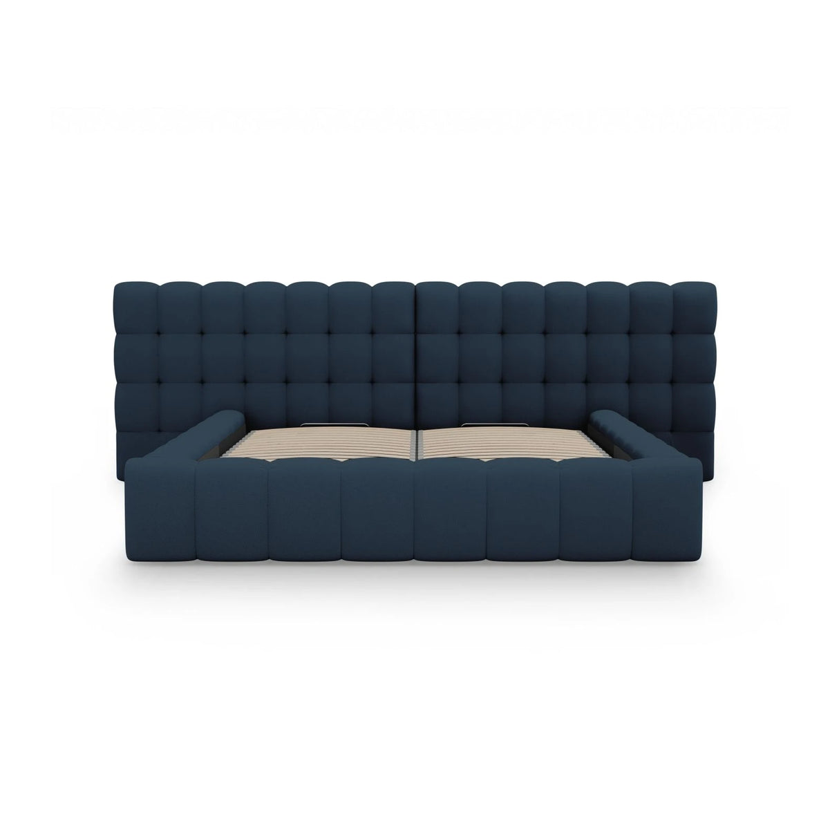 Mamaia Bett mit Stauraum und Doppelkopfteil in Strukturierter Stoff (Nev77) in Blau, 180x200 cm – Bild 5