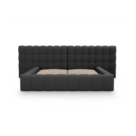 Mamaia Bett mit Stauraum und Doppelkopfteil in Strukturierter Stoff (Nev97) in Dunkelgrau, 180x200 cm – Bild 5