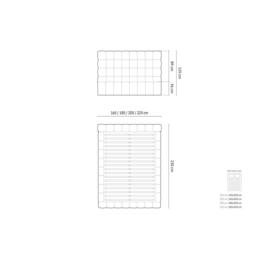 Mamaia Bett mit Stauraum und Kopfteil in Samt (Blu13) in Hellgrau, 180x200 cm – Bild 3