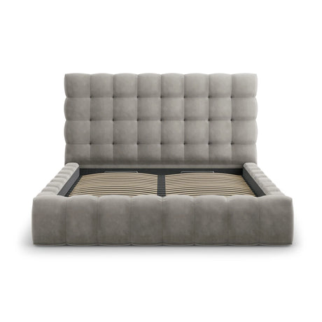 Mamaia Bett mit Stauraum und Kopfteil in Samt (Blu13) in Hellgrau, 180x200 cm – Bild 5