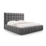 Mamaia Bett mit Stauraum und Kopfteil in Samt (Blu14) in Grau, 180x200 cm – Bild 1