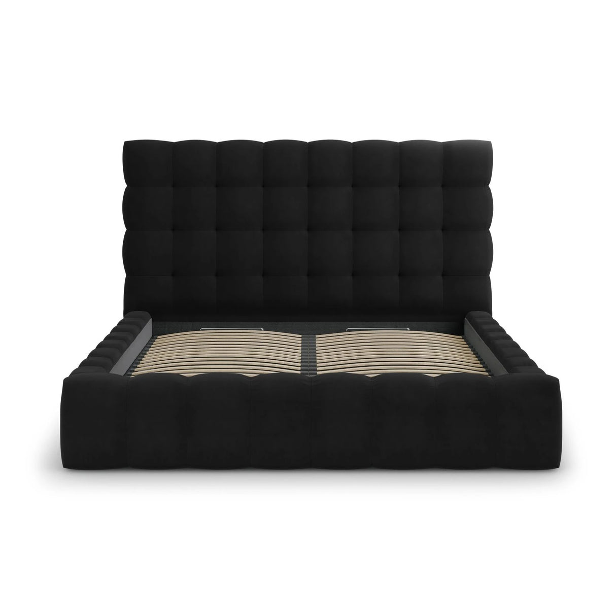 Mamaia Bett mit Stauraum und Kopfteil in Samt (Blu19) in Schwarz, 140x200 cm – Bild 5