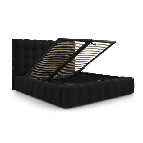 Mamaia Bett mit Stauraum und Kopfteil in Samt (Blu19) in Schwarz, 180x200 cm – Bild 6