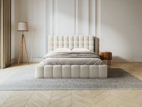 Mamaia Bett mit Stauraum und Kopfteil in Samt oder Strukturstoff, 160x200 cm – Bild 2