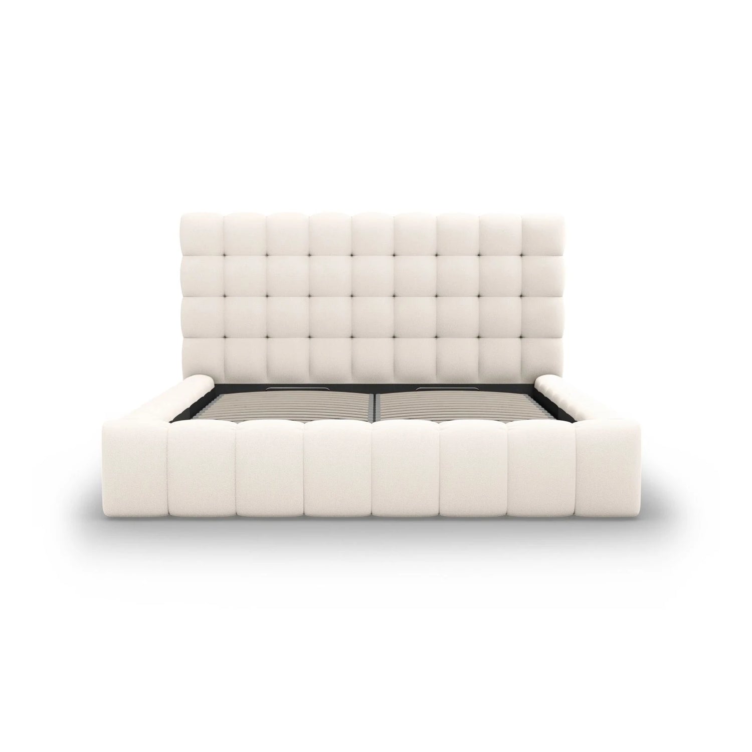 Mamaia Bett mit Stauraum und Kopfteil in Samt oder Strukturstoff, 160x200 cm – Bild 5