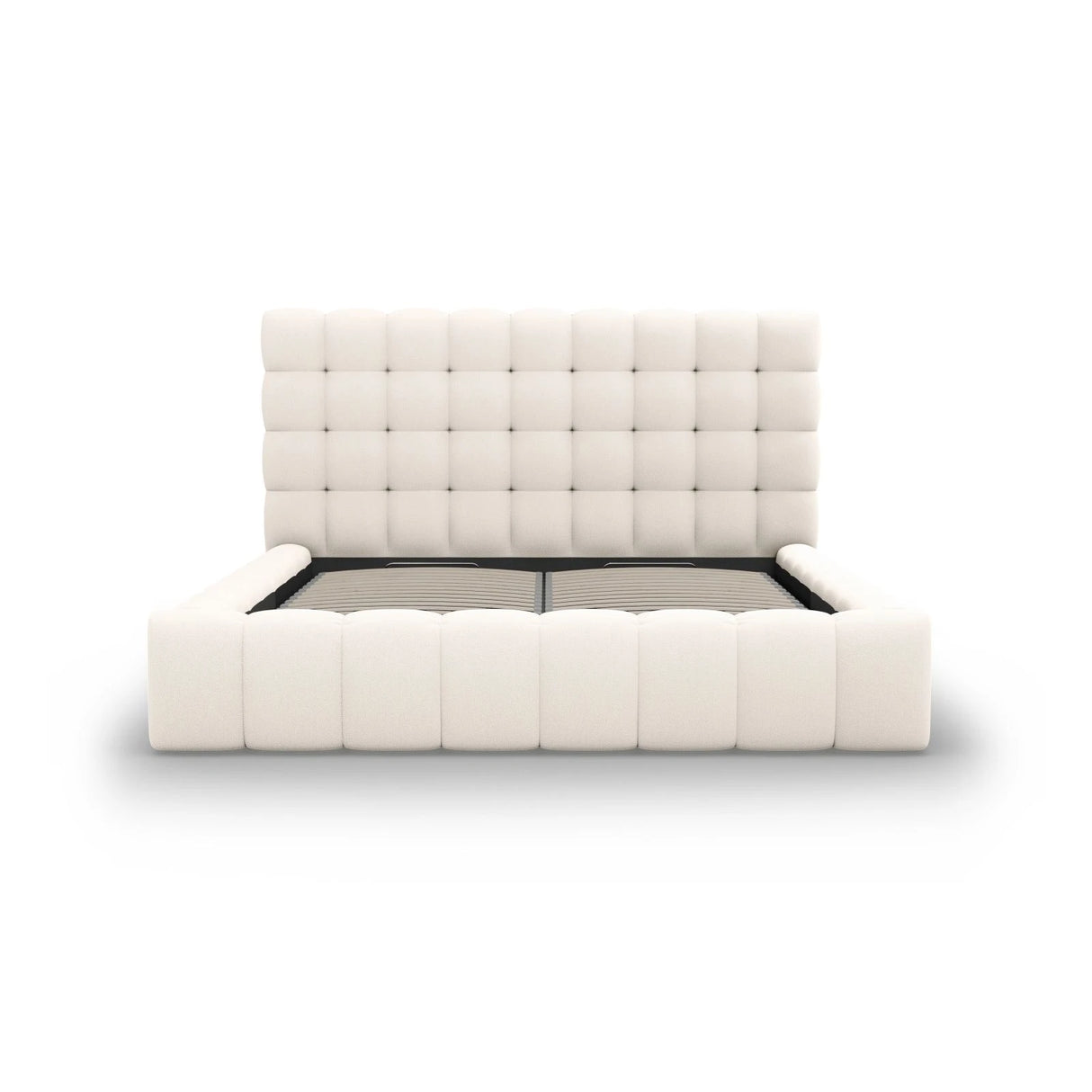 Mamaia Bett mit Stauraum und Kopfteil in Samt oder Strukturstoff, 160x200 cm – Bild 5