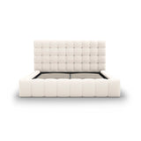 Mamaia Bett mit Stauraum und Kopfteil in Samt oder Strukturstoff, 200x200 cm – Bild 5