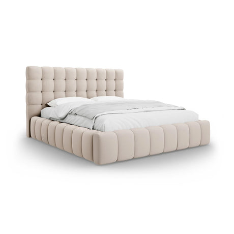 Mamaia Bett mit Stauraum und Kopfteil in Strukturierter Stoff (Nev04) in Beige, 160x200 cm – Bild 1